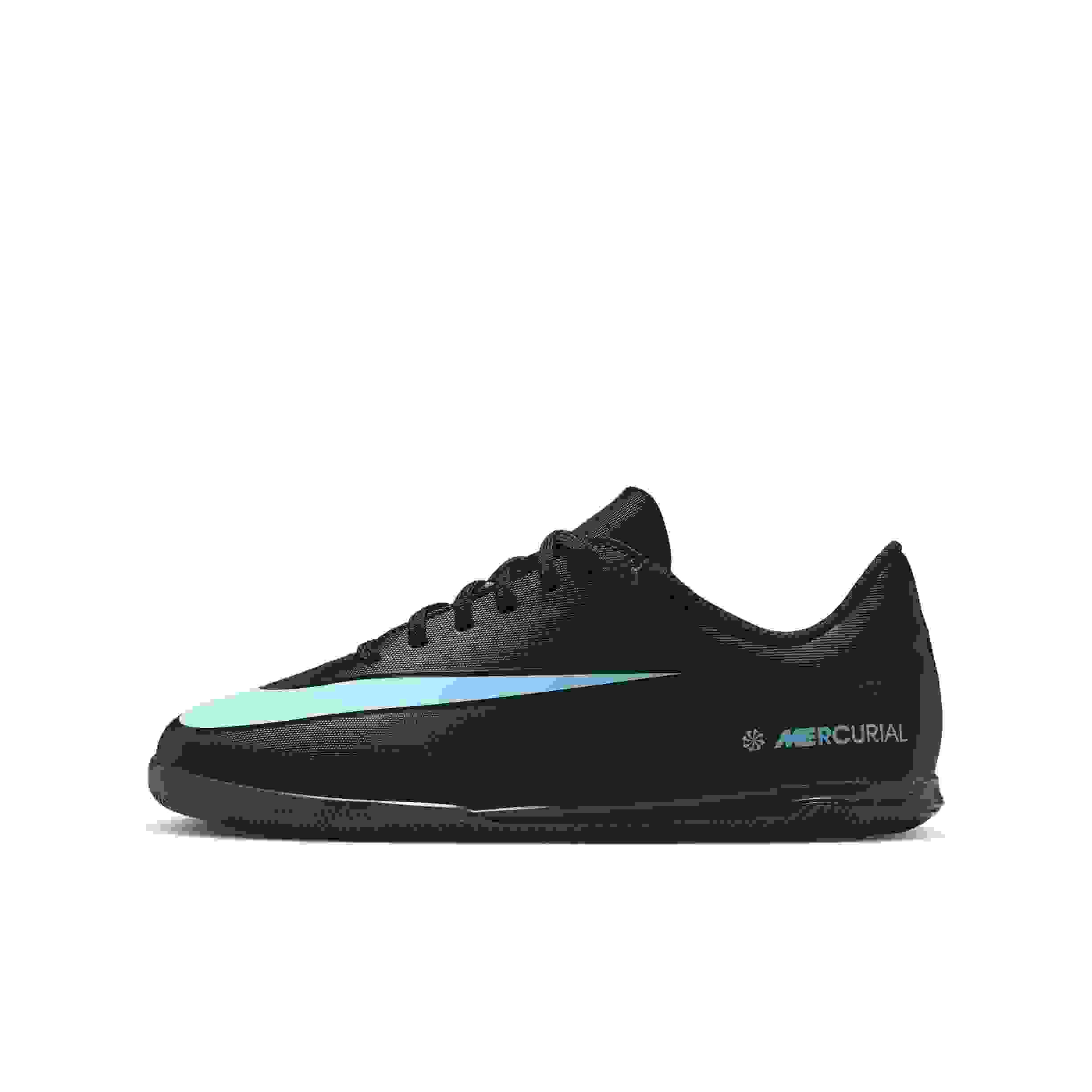 Nike Jr. Mercurial Vapor 16 Club IC Grade School Kids' "Black/Ice Blue" Soccer Shoe
